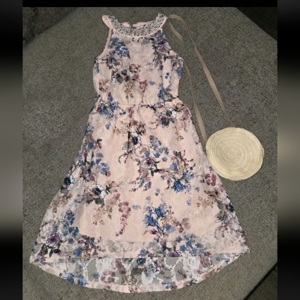 Monteau Girl high low dress with matching purse size 8